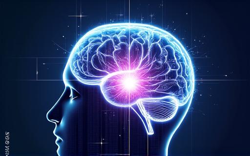 Illustrazione di un cervello digitale luminoso.